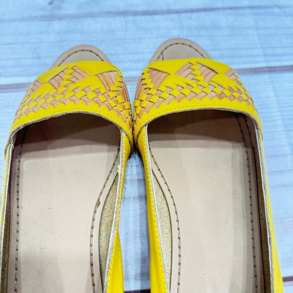 Latigo Yellow Woven Peep-Toe Flats - Picture 5 of 13
